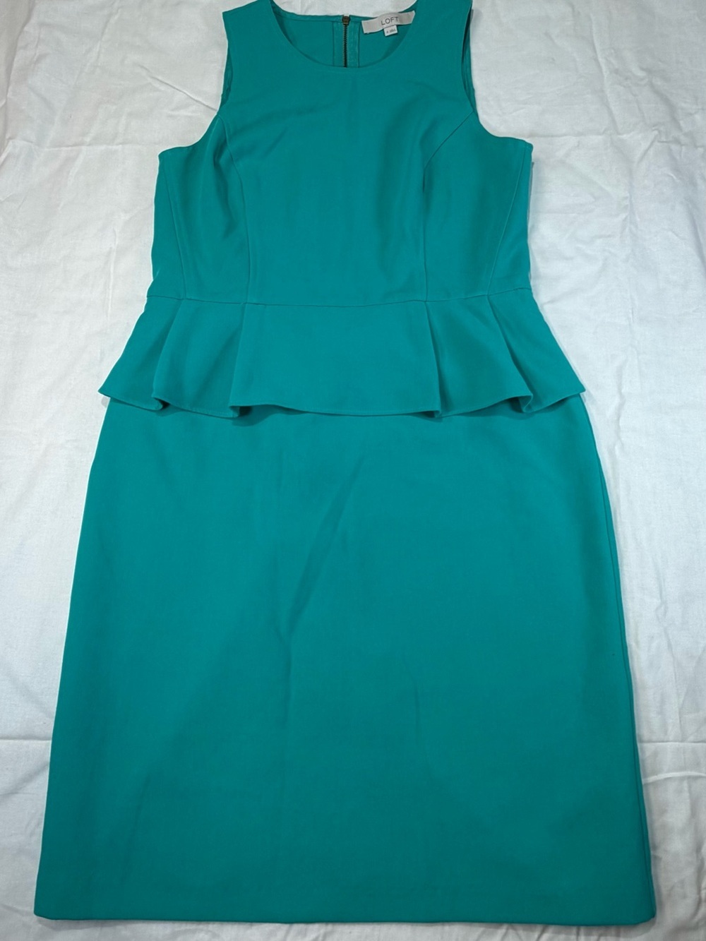 LOFT Teal Sleeveless Peplum Sheath Dress - Picture 1 of 8